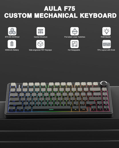 75% Gasket Hot Swappable Custom Wireless Mechanical Keyboard