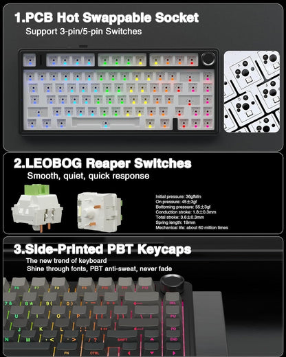 75% Gasket Hot Swappable Custom Wireless Mechanical Keyboard