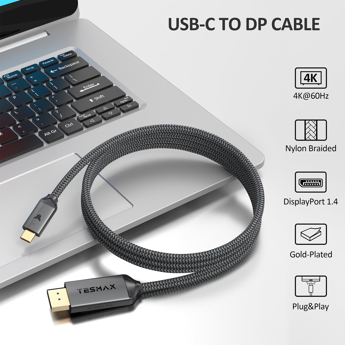 USB C to DisplayPort Cable 4K@60Hz