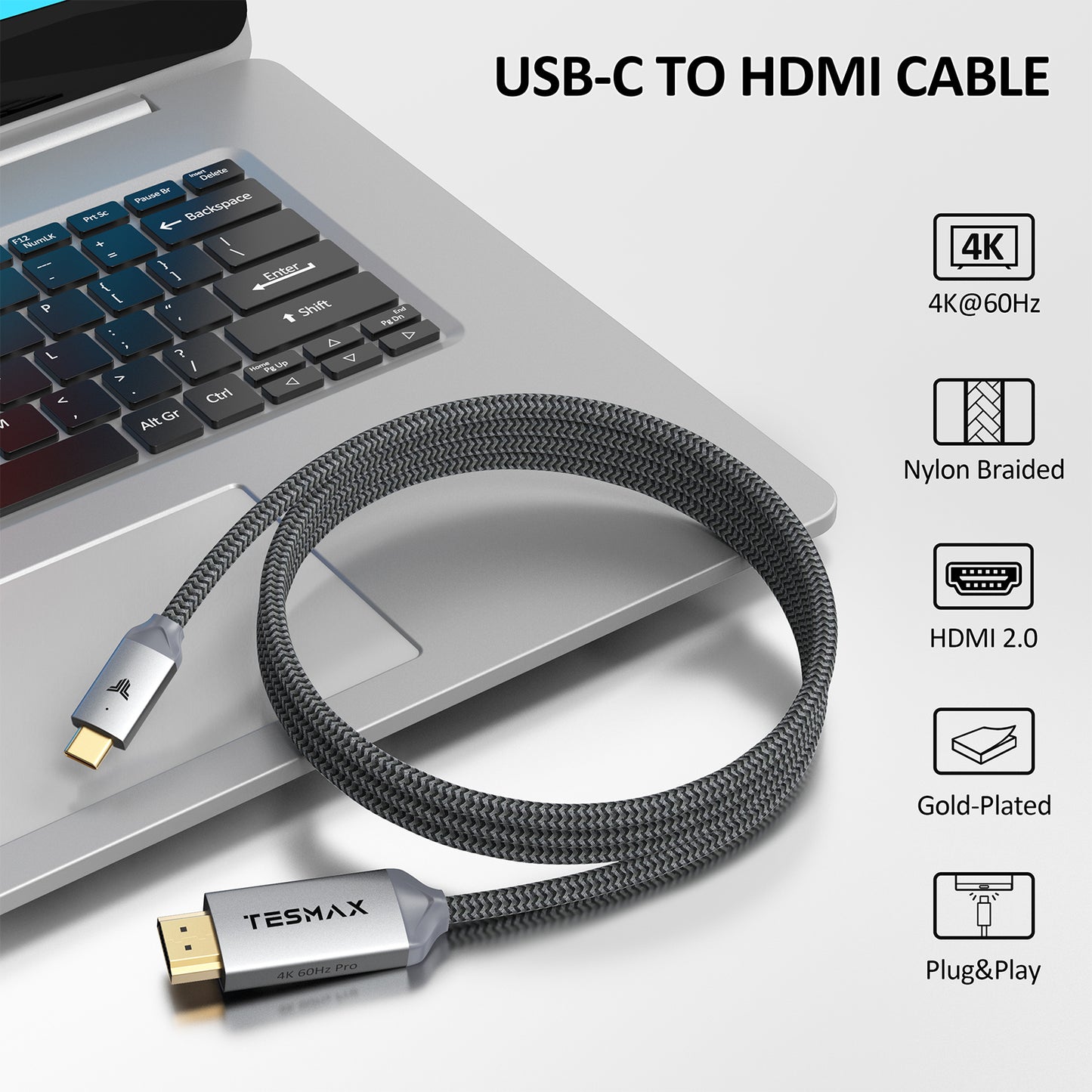 USB C to HDMI Cable 4K@60Hz / 4K@30Hz